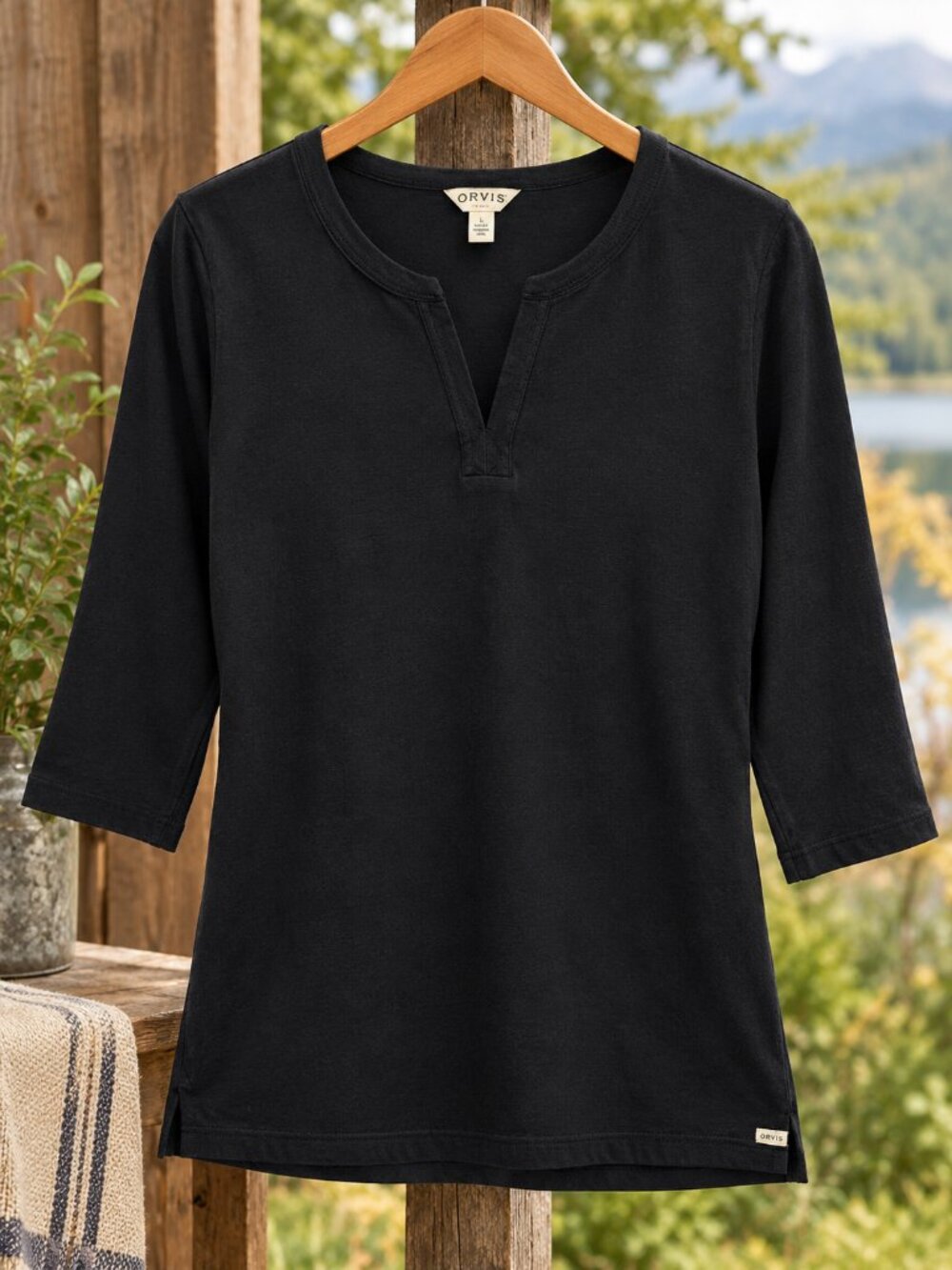 Orvis Pima Cotton Henley Split Neckline Relaxed Capsule Minimalist Preppy